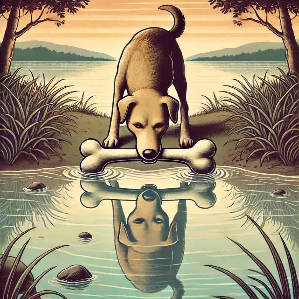 Aesop's Fable Of a Dog Looking At His Reflection