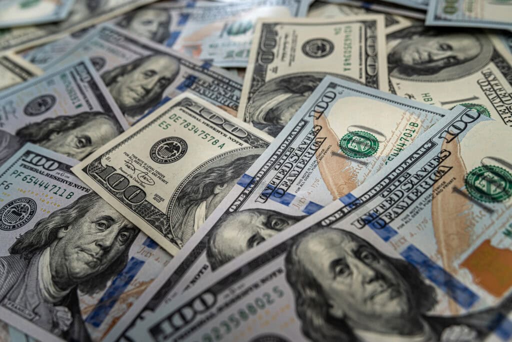 100 dollar bills as background. finance concept