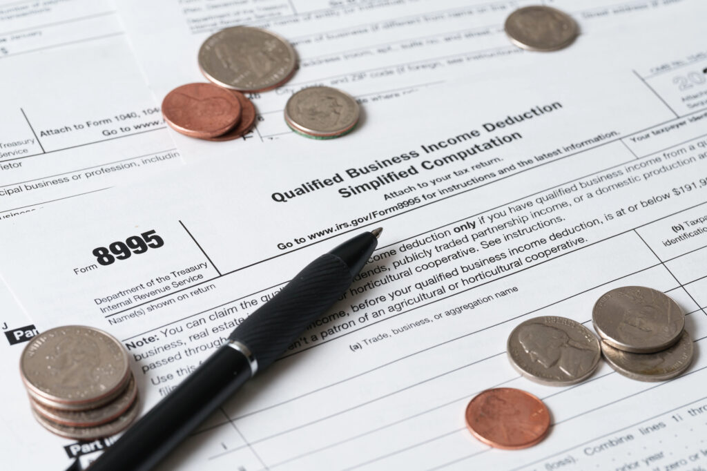 Form 8995, Qualified Business Income Deduction Simplified Worksheet, IRS Tax Document Close-Up