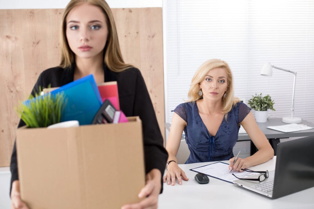 Boss dismissing an employee. Getting fired. 