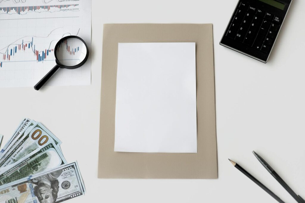 Blank Paper on Cardboard