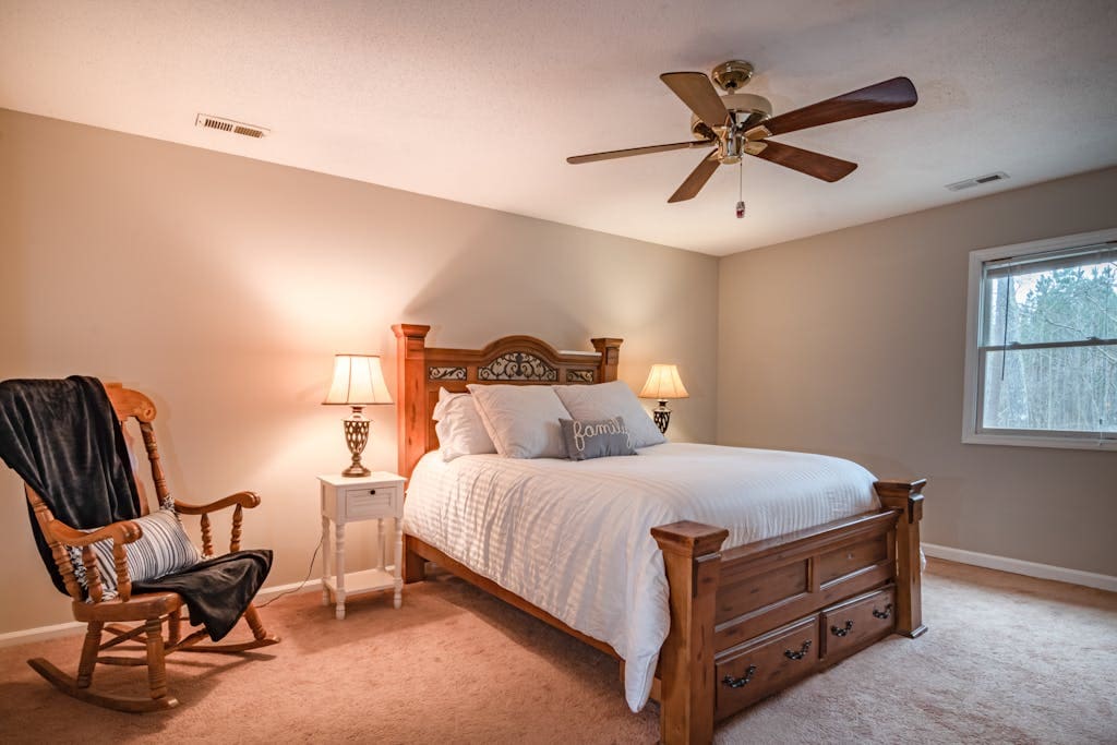 room with a ceiling fan
