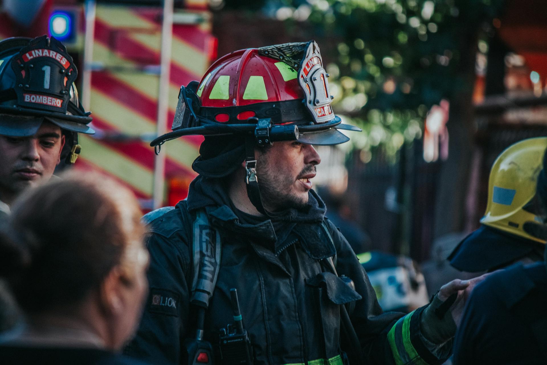 Firefighter Talking to an Woman